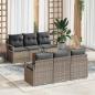 Preview: ARDEBO.de - 7-teilige Gartensofagarnitur mit Kissen Grau Poly Rattan Akazie, 2-Sitzer Gartensofa mit Kissen Grau Poly Rattan