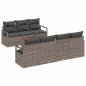 Preview: 7-teilige Gartensofagarnitur mit Kissen Grau Poly Rattan Akazie, 2-Sitzer Gartensofa mit Kissen Grau Poly Rattan