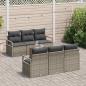 Preview: 7-teilige Gartensofagarnitur mit Kissen Grau Poly Rattan Akazie, 2-Sitzer Gartensofa mit Kissen Grau Poly Rattan
