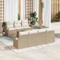 Preview: ARDEBO.de - 8-teiliges Garten Sofa Set mit Kissen Beige Poly Rattan Akazie, 2-Sitzer Garten Sofa mit Kissen Beige Poly Rattan