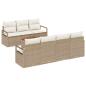 Preview: 8-teiliges Garten Sofa Set mit Kissen Beige Poly Rattan Akazie, 2-Sitzer Garten Sofa mit Kissen Beige Poly Rattan