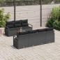 Preview: 8-teiliges Garten-Sofa-Set mit Kissen Schwarz Poly Rattan Akazie, 2-Sitzer Garten-Sofa mit Kissen Schwarz Poly Rattan