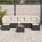 Preview: 8-teiliges Garten-Sofa-Set mit Kissen Schwarz Poly-Rattan Akazie, 2-Sitzer Garten-Sofa mit Kissen Schwarz Poly-Rattan