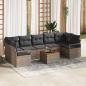 Preview: ARDEBO.de - 8-teiliges Garten-Sofaset mit Kissen Grau Poly-Rattan Akazie, 2-Sitzer Garten-Sofa mit Kissen Grau Poly-Rattan