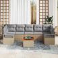 Preview: 8-teiliges Garten-Sofa-Set mit Kissen Beige Poly-Rattan Akazie, 2-Sitzer Garten-Sofa mit Kissen Beige Poly-Rattan