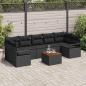 Preview: ARDEBO.de - 8-teiliges Garten-Sofa-Set mit Kissen Schwarz Poly-Rattan Akazie, 2-Sitzer Garten-Sofa mit Kissen Schwarz Poly-Rattan
