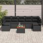 Preview: 8-teiliges Garten-Sofa-Set mit Kissen Schwarz Poly-Rattan Akazie, 2-Sitzer Garten-Sofa mit Kissen Schwarz Poly-Rattan