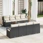 Preview: ARDEBO.de - 9-teiliges Garten Sofa Set mit Kissen Schwarz Poly Rattan Akazie, 2-Sitzer Garten Sofa mit Kissen Schwarz Poly Rattan