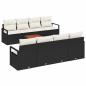 Preview: 9-teiliges Garten Sofa Set mit Kissen Schwarz Poly Rattan Akazie, 2-Sitzer Garten Sofa mit Kissen Schwarz Poly Rattan