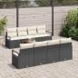 Preview: 9-teiliges Garten Sofa Set mit Kissen Schwarz Poly Rattan Akazie, 2-Sitzer Garten Sofa mit Kissen Schwarz Poly Rattan