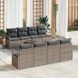 Preview: ARDEBO.de - 9-teiliges Garten Sofa Set mit Kissen Grau Poly Rattan Akazie, 2-Sitzer Garten Sofa mit Kissen Grau Poly Rattan