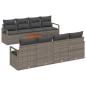 Preview: 9-teiliges Garten Sofa Set mit Kissen Grau Poly Rattan Akazie, 2-Sitzer Garten Sofa mit Kissen Grau Poly Rattan