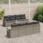 Preview: 9-teiliges Garten Sofa Set mit Kissen Grau Poly Rattan Akazie, 2-Sitzer Garten Sofa mit Kissen Grau Poly Rattan