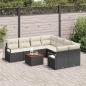 Preview: 9-teiliges Garten Sofa Set mit Kissen Schwarz Poly Rattan Akazie, 2-Sitzer Garten Sofa mit Kissen Schwarz Poly Rattan