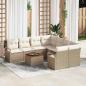 Preview: ARDEBO.de - 9-teiliges Garten Sofa Set mit Kissen Beige Poly Rattan Akazie, 2-Sitzer Garten Sofa mit Kissen Beige Poly Rattan