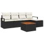 Preview: Gartensofa-set mit Kissen 6 pcs Schwarz Poly-Rattan