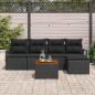 Preview: 6-teiliges Garten-Sofa-Set mit Kissen Schwarzes Poly-Rattan Akazie, 2-Sitzer Garten-Sofa mit Kissen Schwarzes Poly-Rattan