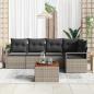 Preview: 6-teiliges Garten Sofaset mit Kissen Grau Poly Rattan Akazie, 2-Sitzer Garten Sofa mit Kissen Grau Poly Rattan