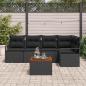 Preview: 6-teiliges Garten-Sofa-Set mit Kissen Schwarz Poly-Rattan Akazie, 2-Sitzer Garten-Sofa mit Kissen Schwarz Poly-Rattan