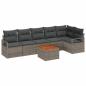 Preview: 7-teilige Garten Sofa Set mit Kissen Grau Poly Rattan Akazie, 2-Sitzer Garten Sofa mit Kissen Grau Poly Rattan