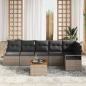Preview: 7-teilige Garten Sofa Set mit Kissen Grau Poly Rattan Akazie, 2-Sitzer Garten Sofa mit Kissen Grau Poly Rattan
