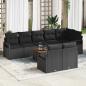 Preview: ARDEBO.de - 9-Teiliges Garten Sofa Set mit Kissen Schwarz Poly Rattan Akazie, 2-Sitzer Garten Sofa mit Kissen Schwarz Poly Rattan