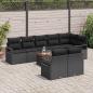 Preview: 9-Teiliges Garten Sofa Set mit Kissen Schwarz Poly Rattan Akazie, 2-Sitzer Garten Sofa mit Kissen Schwarz Poly Rattan