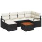 Preview: 7-teiliges Garten Sofa Set mit Kissen Schwarz Poly Rattan Akazie, 2-Sitzer Garten Sofa mit Kissen Schwarz Poly Rattan