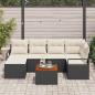 Preview: 7-teiliges Garten Sofa Set mit Kissen Schwarz Poly Rattan Akazie, 2-Sitzer Garten Sofa mit Kissen Schwarz Poly Rattan