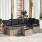 Preview: ARDEBO.de - 7-teiliges Garten Sofa Set mit Kissen Grau Poly Rattan Akazie, 2-Sitzer Garten Sofa mit Kissen Grau Poly Rattan