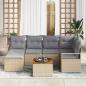 Preview: 7-teiliges Garten Sofa Set mit Kissen Beige Poly Rattan Akazie, 2-Sitzer Garten Sofa mit Kissen Beige Poly Rattan