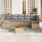 Preview: 8-teiliges Garten Sofa Set mit Kissen - Beige Poly Rattan, 2-Sitzer Garten Sofa mit Kissen - Beige Poly Rattan