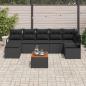 Preview: 8-teiliges Garten-Sofa-Set mit Kissen Schwarz Poly-Rattan Akazie, 2-Sitzer Garten-Sofa mit Kissen Schwarz Poly-Rattan