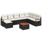 Preview: 9-teiliges Garten-Sofa-Set mit Kissen Schwarz Poly-Rattan Akazie, 2-Sitzer Garten-Sofa mit Kissen Schwarz Poly-Rattan