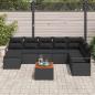 Preview: 9-teiliges Garten-Sofa-Set mit Kissen in Schwarz aus Poly-Rattan und Akazie, 2-Sitzer Garten-Sofa mit Kissen in Schwarz aus Poly-Rattan