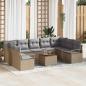 Preview: ARDEBO.de - 10-teiliges Garten-Sofa-Set mit Kissen Beige Poly Rattan Akazie, 2-Sitzer Garten-Sofa mit Kissen Beige Poly Rattan