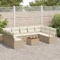 Preview: 10-teiliges Garten-Sofa-Set mit Kissen Beige Poly-Rattan Akazie, 2-Sitzer Garten-Sofa mit Kissen Beige Poly-Rattan