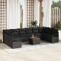 Preview: ARDEBO.de - 11-teiliges Garten Sofa Set mit Kissen Schwarz Poly Rattan Akazie, 2-Sitzer Garten Sofa mit Kissen Schwarz Poly Rattan