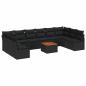 Preview: 11-teiliges Garten Sofa Set mit Kissen Schwarz Poly Rattan Akazie, 2-Sitzer Garten Sofa mit Kissen Schwarz Poly Rattan