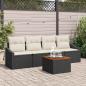 Preview: ARDEBO.de - 5-teiliges Garten Sofa Set mit Kissen Schwarz Poly Rattan Akazie