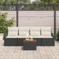 Preview: 5-teiliges Garten Sofa Set mit Kissen Schwarz Poly Rattan Akazie