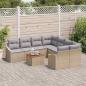 Preview: 9-teiliges Garten Sofa Set mit Kissen Beige Poly Rattan Akazie