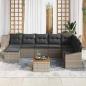 Preview: 9-teiliges Garten Sofa Set mit Kissen Grau Poly Rattan Akazie