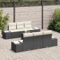 Preview: 7-teiliges Garten Sofa Set mit Kissen Schwarz Poly Rattan Akazie
