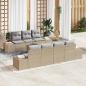 Preview: ARDEBO.de - 8-teiliges Garten Sofa Set mit Kissen Beige Poly Rattan Akazie