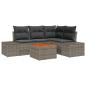 Preview: 5-teiliges Garten-Sofa-Set mit Kissen Grau Poly Rattan Akazie