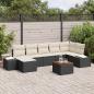 Preview: ARDEBO.de - 8-teiliges Gartensofa-Set mit Kissen Schwarz Poly-Rattan Akazie