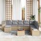 Preview: 9-teiliges Garten-Sofa-Set mit Kissen Beige Poly Rattan Akazie