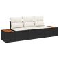 Preview: Gartensofa-set mit Kissen 3 pcs Schwarz Poly-Rattan