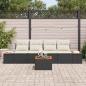 Preview: Gartensofa-set mit Kissen 5 pcs Schwarz Poly Rattan